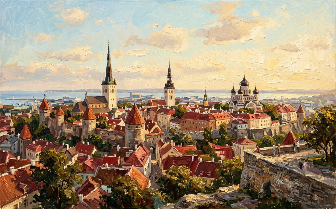 Red roofs and medieval towers of Tallinn's old town