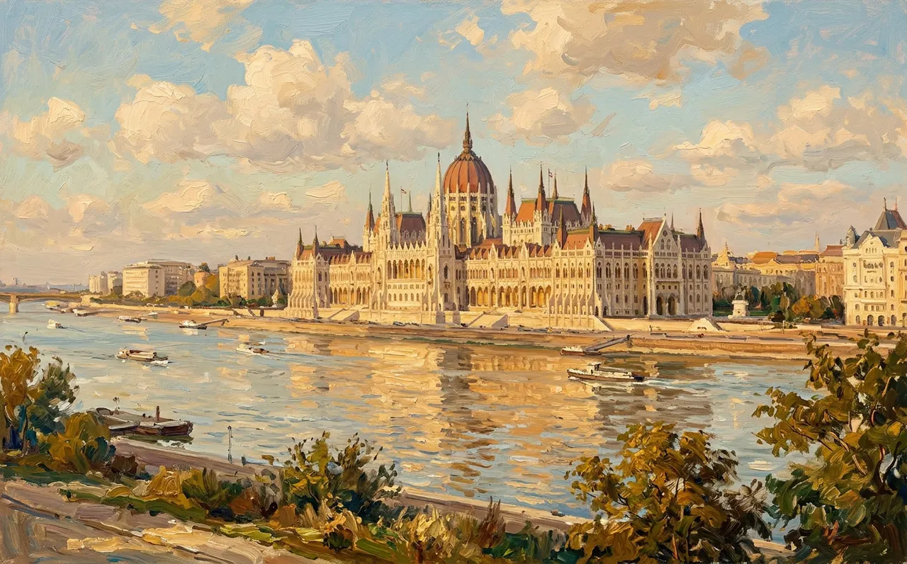 The Hungarian Parliament on the Danube in Budapest