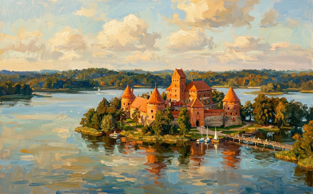 Trakai Island Castle on a calm lake