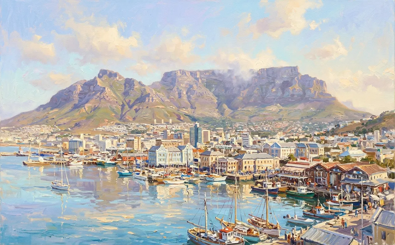 Table Mountain above Cape Town harbour