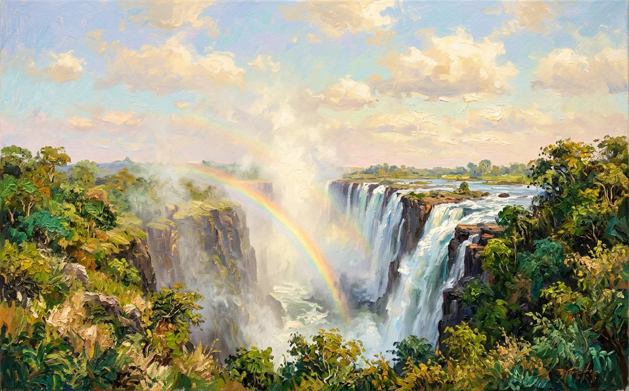 Victoria Falls seen from Zambia